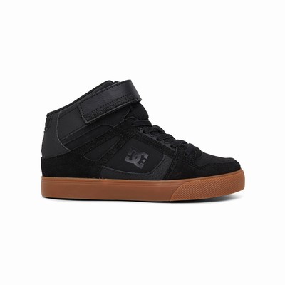 DC Pure High Elastic Lace High Tops Kid's Black Sneakers Australia Sale GRN-319